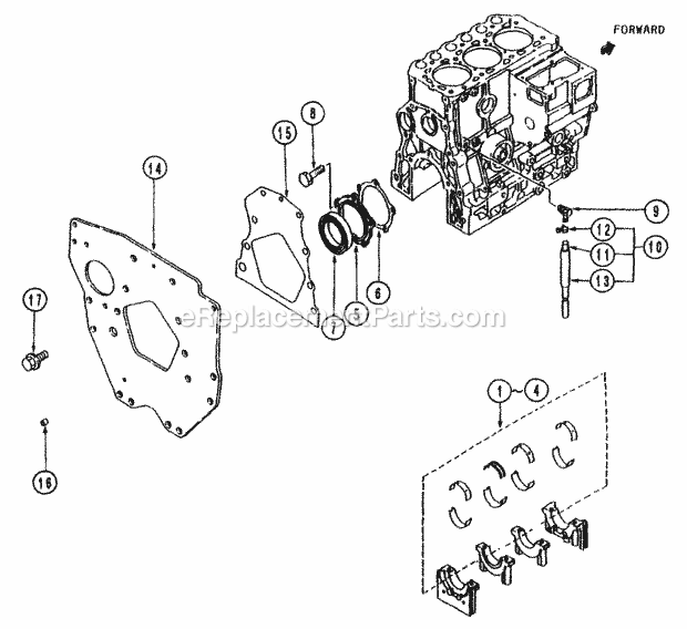 Crankcase Diagram and Parts List for 54A-443D100 Cub Cadet Lawn Tractor